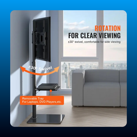 Swivel Floor TV Stand with Shelf