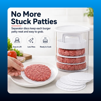 Burger Patty Container with Press Lid
