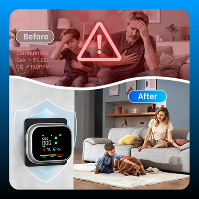 6-in-1 Portable Detector with Natural Gas & Temperature
