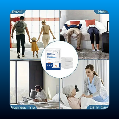 Disposable 4-Piece Plain Non-Woven Fabric Bedsheet Set