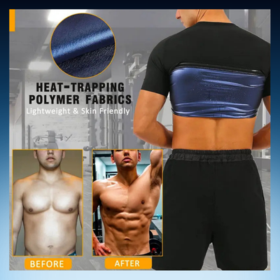 Men’s Sauna Sweat Shirt Short Sleeve Compression Workout Top