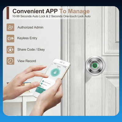 Smart Lock Fingerprint Door Knob with App Control