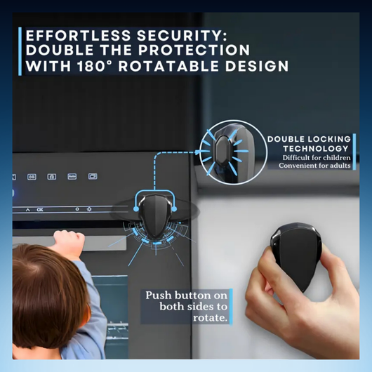 Child Safety Oven Lock - Heat-Resistant 180° Rotating Design