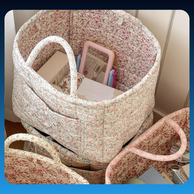 Floral Foldable Cotton Storage Basket