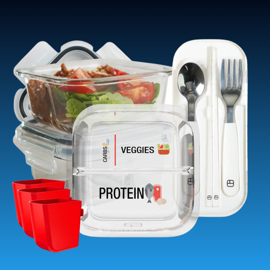 Meal Prep Container Set with Mini Utensils (3-Pack)
