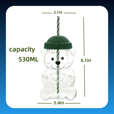 Bear Glass Straw Tumbler