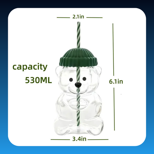 Bear Glass Straw Tumbler
