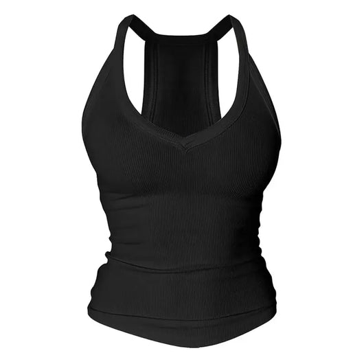 V Neck Cotton Tank Tops with Built-in Shelf Bra