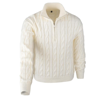 Quarter Zip Knitted Long Sleeve Sweater