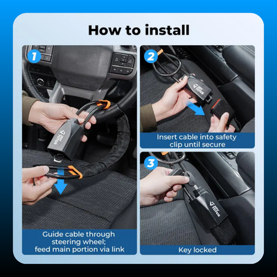 Steering Wheel Lock with 3 Keys
