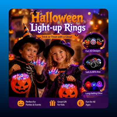 Light Up Halloween Rings (50 Pack)