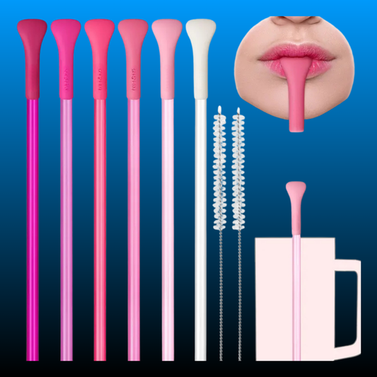 6PCS Anti Wrinkle Straws with Silicone Widen Flat Tip