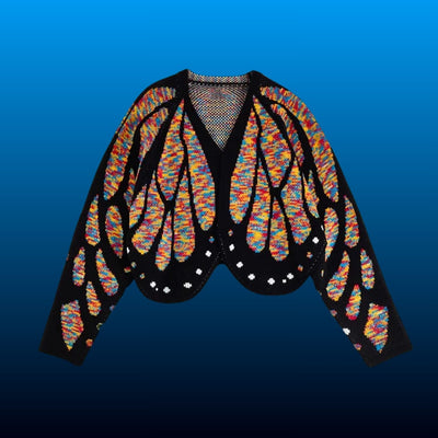 Monarch Butterfly Wing Knit Cardigan