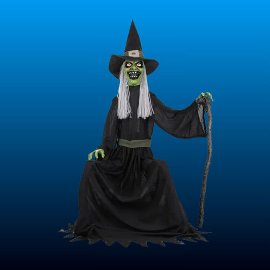 Animatronic Seated Cackling Witch Prop