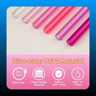 6PCS Anti Wrinkle Straws with Silicone Widen Flat Tip