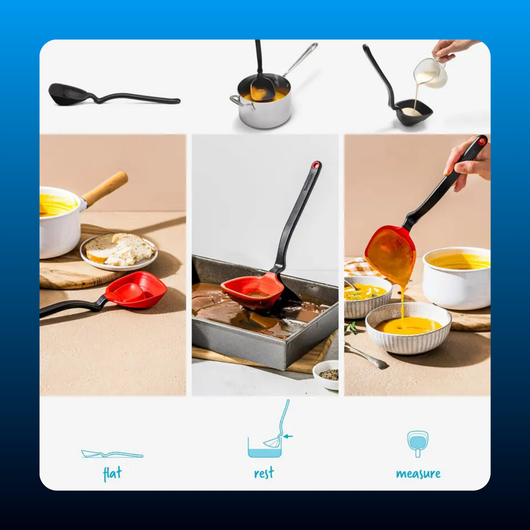 Fold-Flat Measuring Ladle with Silicone Squeegee Tip