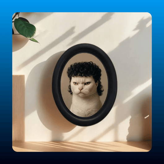 Vintage Cat Photo Oval Picture Frame