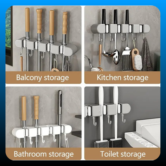 Multifunctional Mop Holder with Hook
