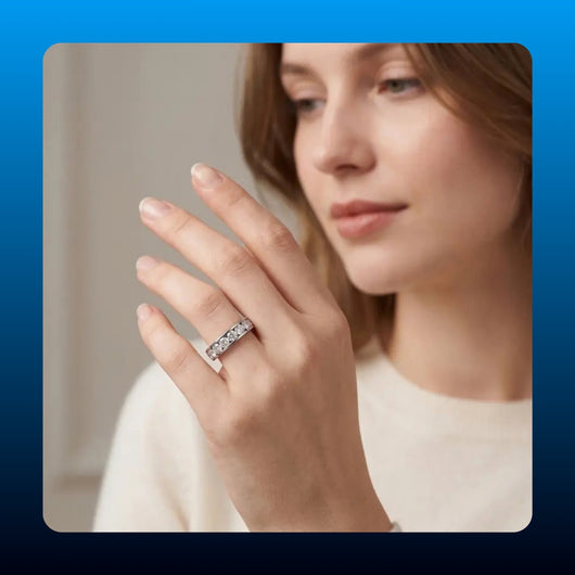 Moissanite Eternity Band in Sterling Silver