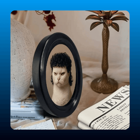 Vintage Cat Photo Oval Picture Frame