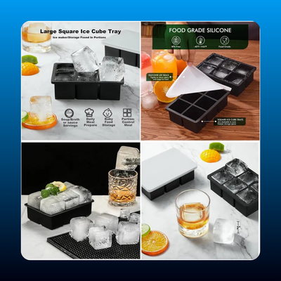 2 Pack Whiskey Ice Cube Mold Maker Trays with Lid