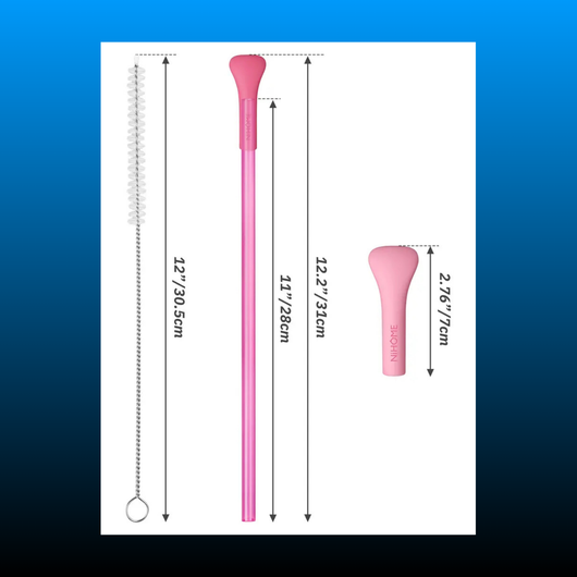 6PCS Anti Wrinkle Straws with Silicone Widen Flat Tip