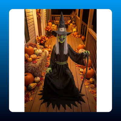Animatronic Seated Cackling Witch Prop