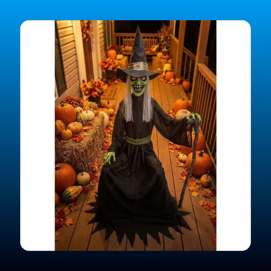 Animatronic Seated Cackling Witch Prop