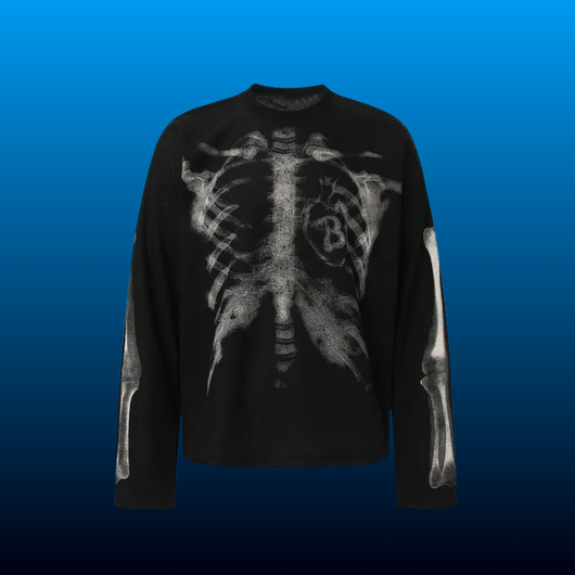 Oversized Skeleton Graphic Knit Sweater