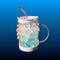 Star Pattern Glass Mug with Straw