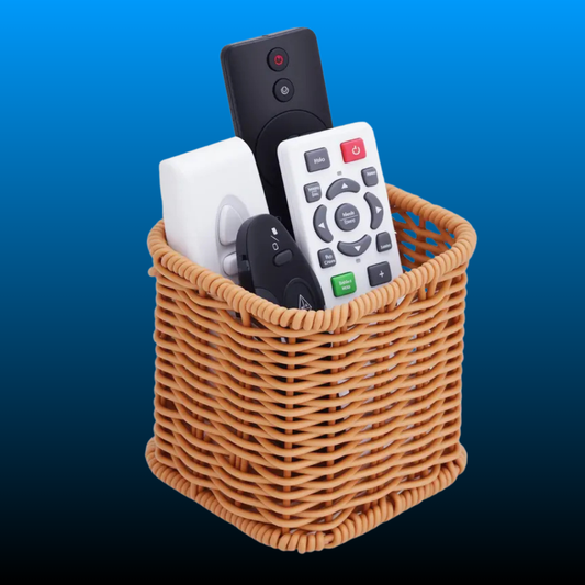 Rattan Style Bedside Remote Control Holder