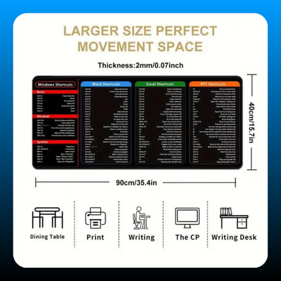 Large Size Mouse Pad With Creative Office Shortcuts