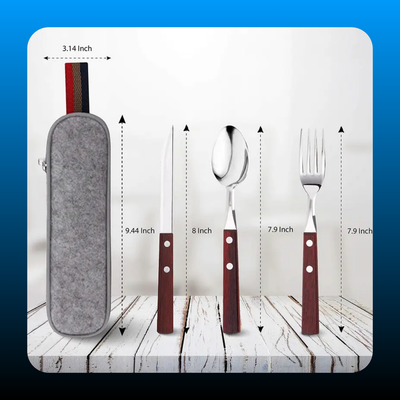3PCS Stainless Steel Travel Utensils Set with Case