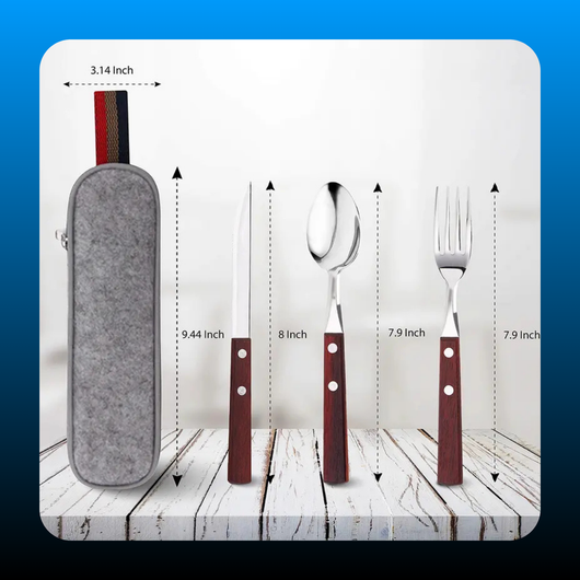 3PCS Stainless Steel Travel Utensils Set with Case