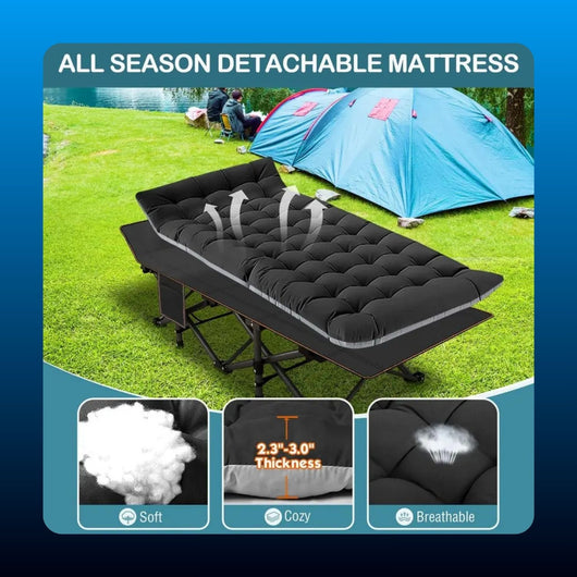 Folding Camping Cot with Mattress