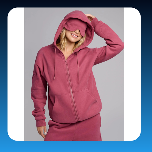 Travel Hoodie with Eye Mask & Pockets