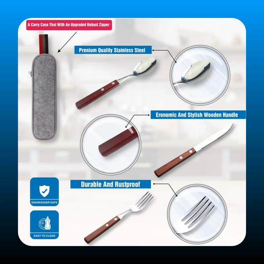 3PCS Stainless Steel Travel Utensils Set with Case