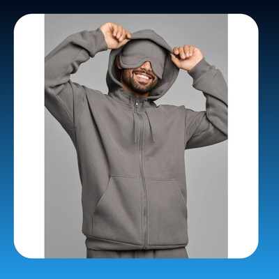 Travel Hoodie with Eye Mask & Pockets