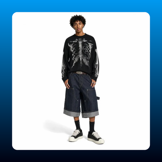 Oversized Skeleton Graphic Knit Sweater