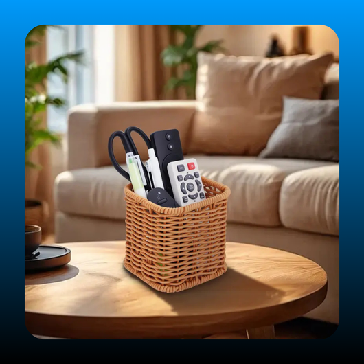 Rattan Style Bedside Remote Control Holder