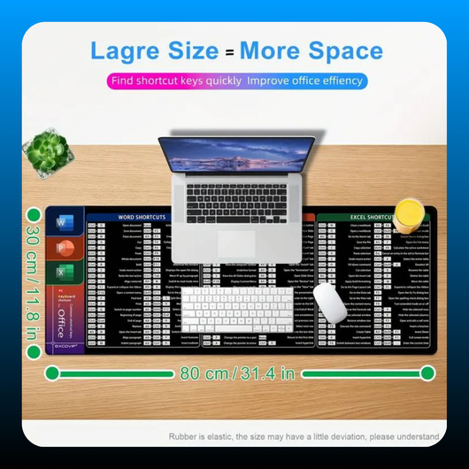 Large Size Mouse Pad With Creative Office Shortcuts