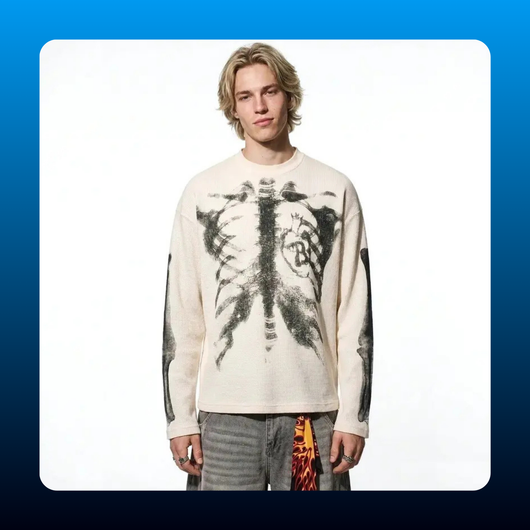 Oversized Skeleton Graphic Knit Sweater