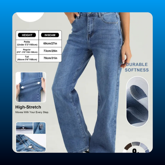Three Length Wide Leg Jeans