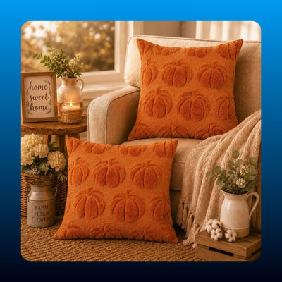 Tufted Pumpkin Fall Pillow Covers (2 Pack)