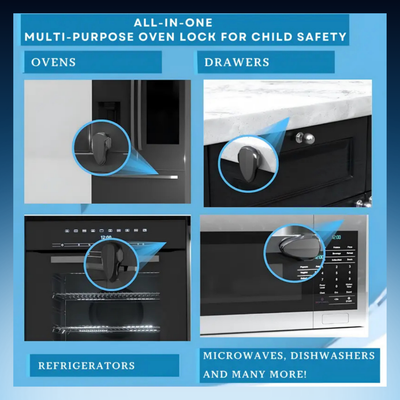 Child Safety Oven Lock - Heat-Resistant 180° Rotating Design