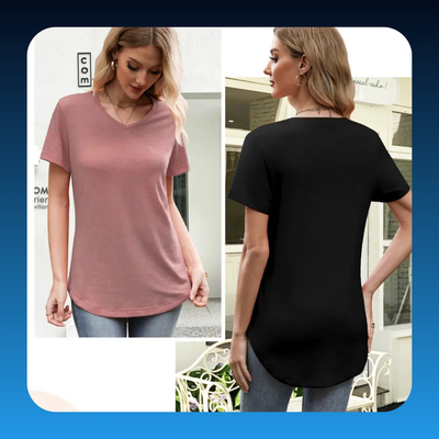 Loose Fit V-Neck T Shirts for Women Plus Size (4 Pack)