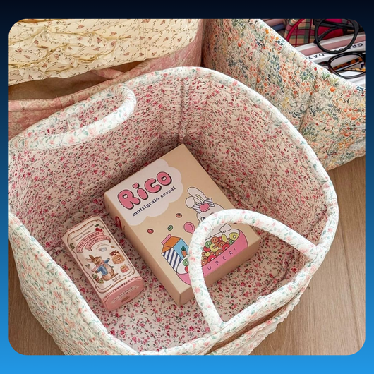 Floral Foldable Cotton Storage Basket