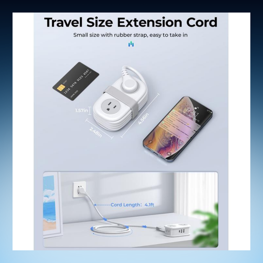 Portable Travel Power Strip with USB