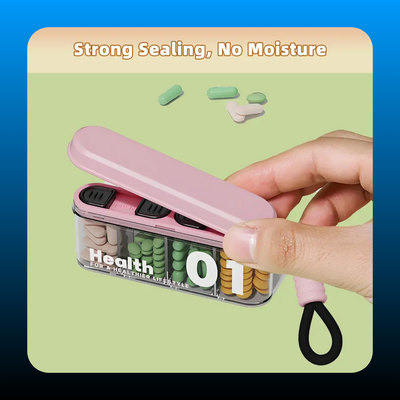 Portable Pill Dispenser with 4 Compartments (2 Pack)