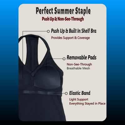 V Neck Cotton Tank Tops with Built-in Shelf Bra